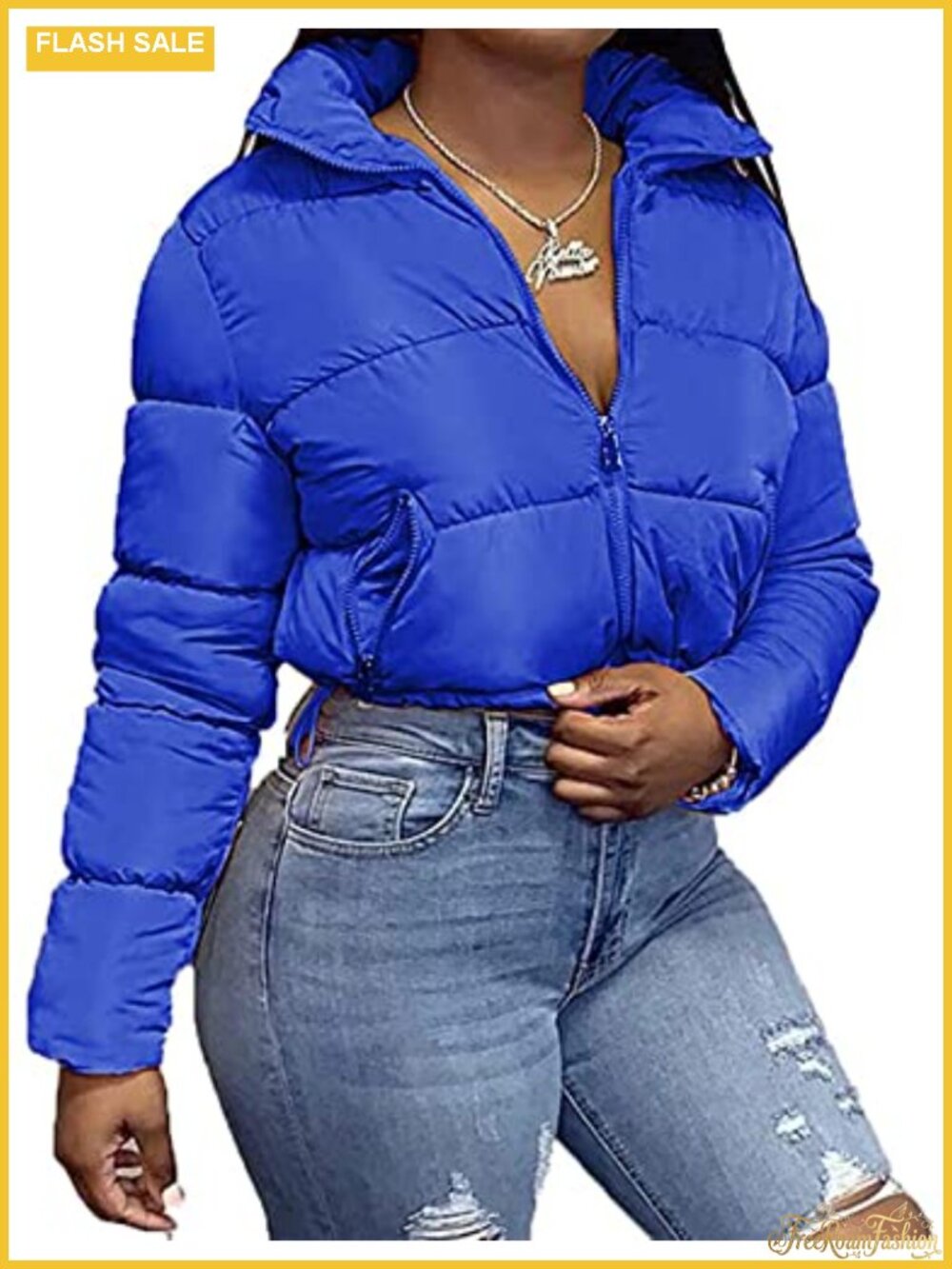 Women's Cropped Puffer Jacket Quilted Full Zip Lightweight Winter Coat